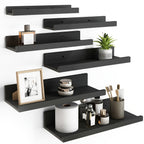 Wandregal 6er Set U-Form MDF Schwarz verschiedene Längen