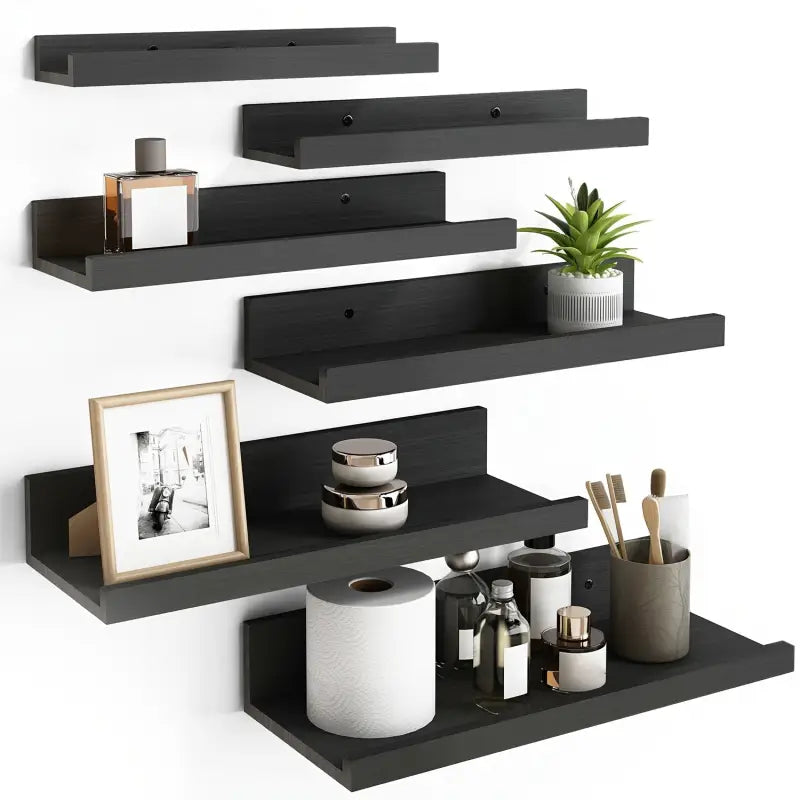 Set von fünf schwarzen wandregalen in moderner minimalistischer u-form aus mdf online bestellen günstige angebote