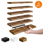 Wandregal 6er Set 40cm schwebend Walnuss unsichtbare Halterung