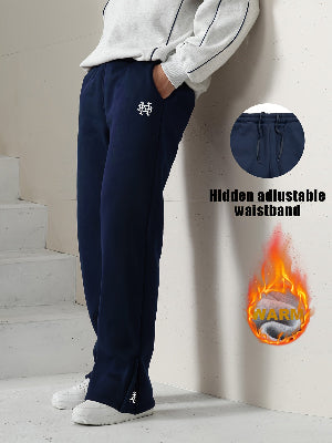 Detailansicht bestickte Winterhose aus Polyester mit leicht elastischem Stoff und geradem Bein
