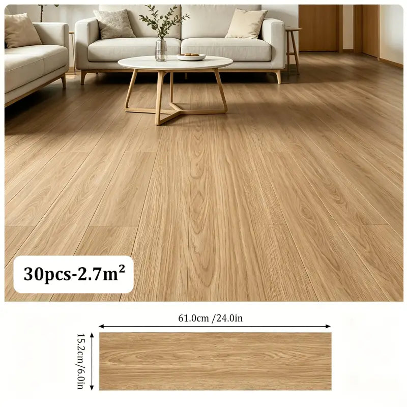 Light braune pvc selbstklebende bodenplatten mit natürlichem holzmaserungsmuster für küche wohnzimmer und bad