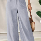 Leichte hellblaue elegante weite hose aus leinen mit lockerem weiten schnitt für casual palazzo look