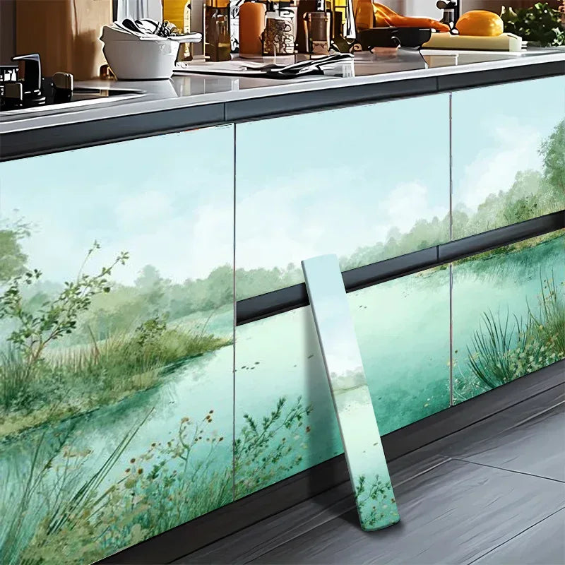 Selbstklebende Tapete Waldsee-Motiv – 2D Vinyl Wanddeko für Küche, Bad & Schränke (abwaschbar, hitzebeständig) - FUXLShop