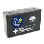 Schwarze rechteckige kfz verbandkasten box mit filmer 2x gesichtsmasken im klare plastik online bestellen
