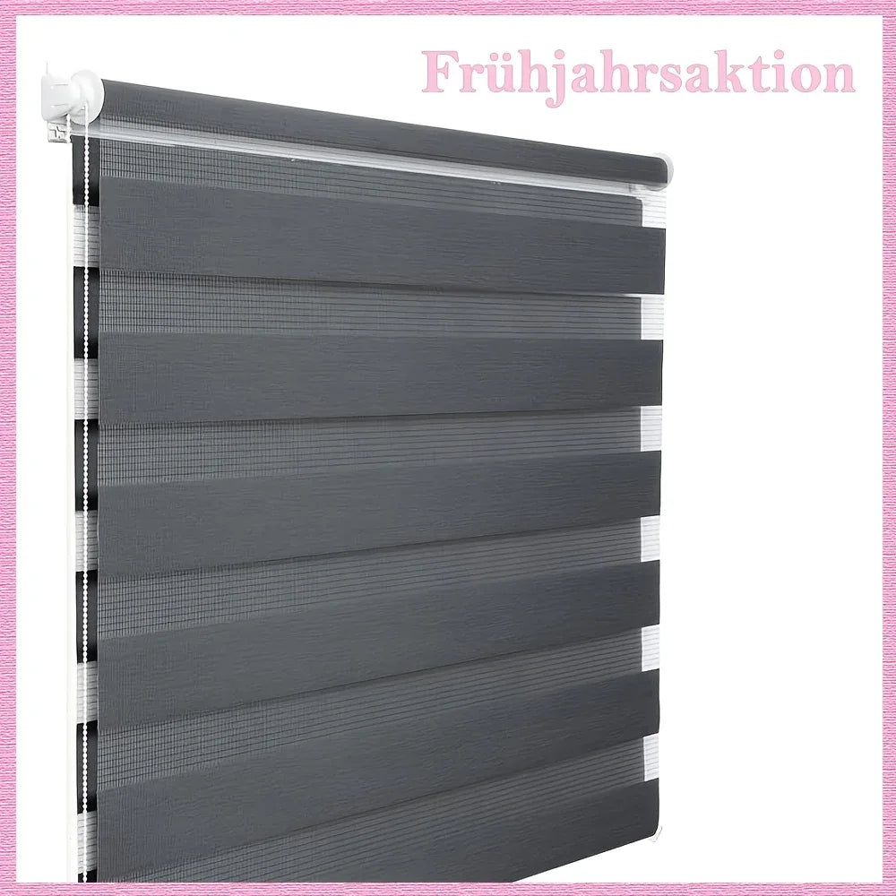 Doppelrollo Dunkelgrau – ohne Bohren, blickdicht & lichtdurchlässig, 100% Polyester