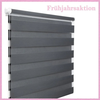 Doppelrollo Dunkelgrau – ohne Bohren, blickdicht & lichtdurchlässig, 100% Polyester