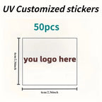 Personalisierte uv-transfer-sticker 6 cm quadratisch mit weißer oberfläche für eigenem logo von fuxlshop