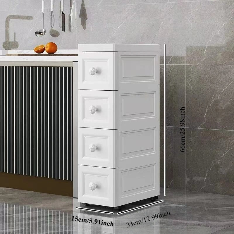 Ultradünner weißer Kosmetik-Organizer mit 4–6 Ebenen und runden Griffen – ideal für Make-up, Badzubehör und Küchenutensilien