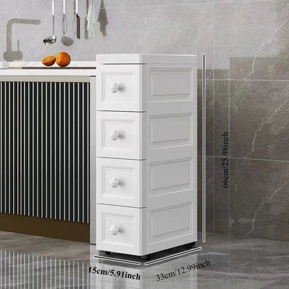 Ultradünner weißer Kosmetik-Organizer mit 4–6 Ebenen und runden Griffen – ideal für Make-up, Badzubehör und Küchenutensilien