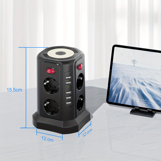 Diese 13 - in - 1 Steckdosenleiste bietet 3 Meter Kabellänge, 5 USB - A - Anschlüsse, 8 AC - Steckdosen, 4 unabhängige Schalter und ein sanftes, einstellbares Nachtlicht – perfekt für Büro, Homeoffice und Haushalt. - FUXL - Shopify