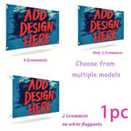 Personalisiertes banner mit eigenem text in roter graffiti schrift auf blauem hintergrund mit schwarzen farbspritzern und metallösen