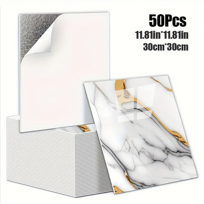 Luxury Marble Wall Panels 47.78×47.78 cm aus 3D-Vinyl, selbstklebend, spritzwassergeschützt und geeignet für Schlafzimmer, Wohnzimmer, Dusche und Bar
