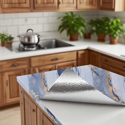 3D Marmor Tapetenrolle – Selbstklebender Schaumstoff-Sticker mit Alufolie, wasserfest & abnehmbar – Für Küche, Bad, Schlafzimmer & Möbeloberflächen - FUXLShop