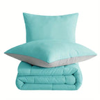 Teal wendbares steppdecken-set 2-teilig mit zwei kissenbezügen grau unterseite ideal zum online bestellen geschenkideen