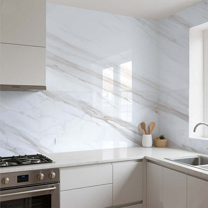 3D Marmor Tapetenrolle – Selbstklebender Schaumstoff-Sticker mit Alufolie, wasserfest & abnehmbar – Für Küche, Bad, Schlafzimmer & Möbeloberflächen - FUXLShop