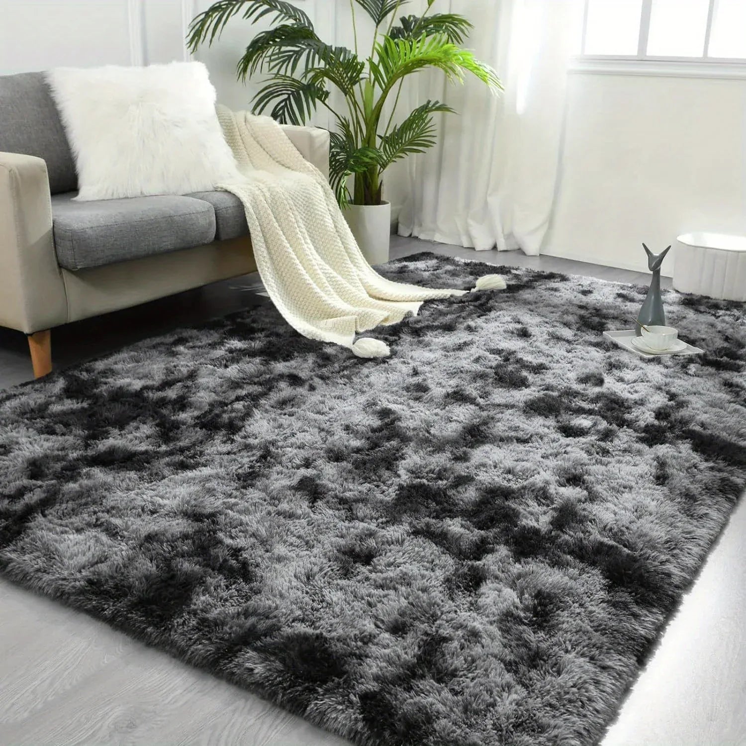 Plüsch Teppich Tie-Dye – Weiche rutschfeste Bettvorleger für Wohnzimmer & Schlafzimmer - FUXLShop