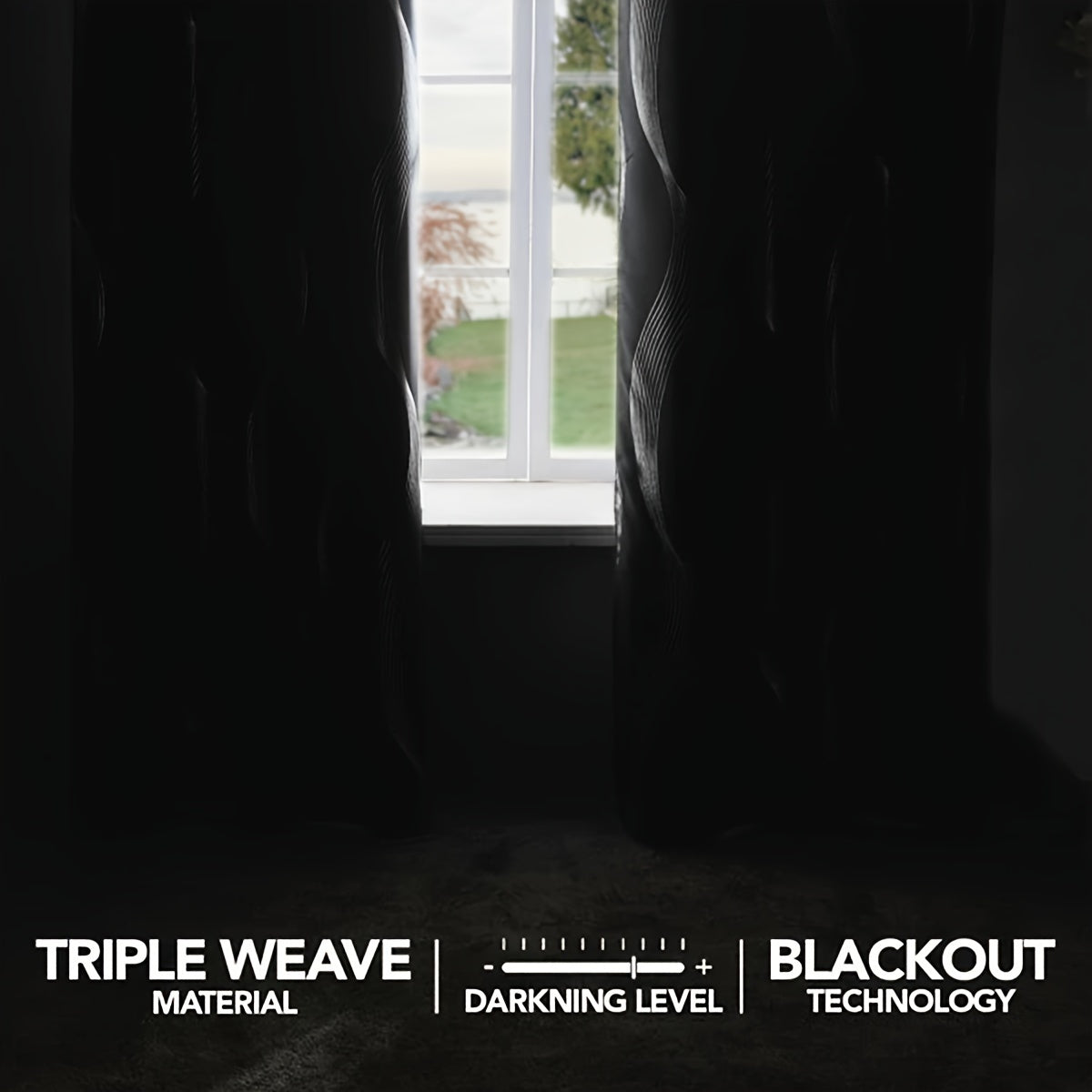 Verdunkelungsvorhänge Schwarz-Weiß Wellenmuster 2er Set - Ösenvorhänge