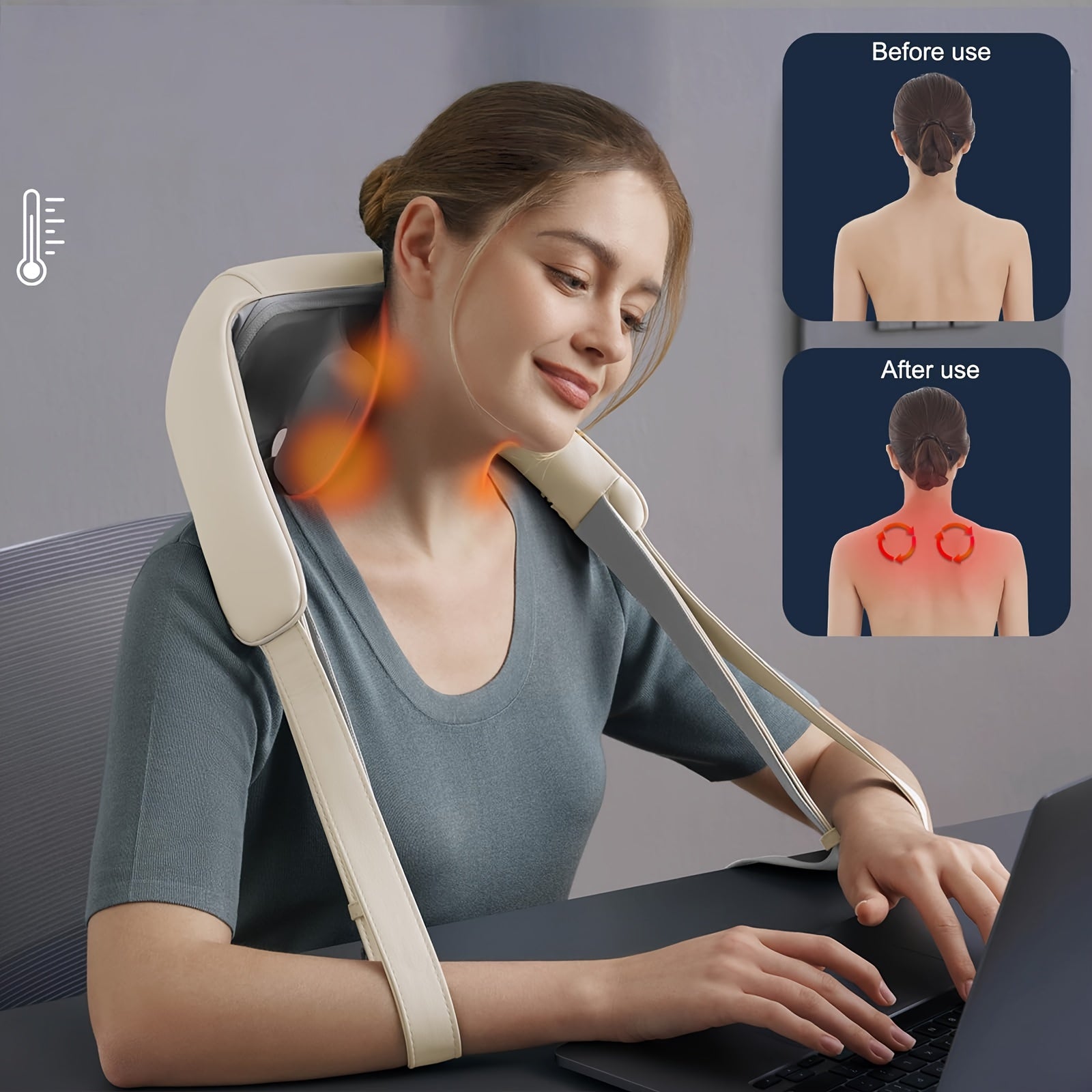Shiatsu Massagegerät für Nacken & Schultern mit Wärmefunktion – ergonomisch & tiefenwirksam
