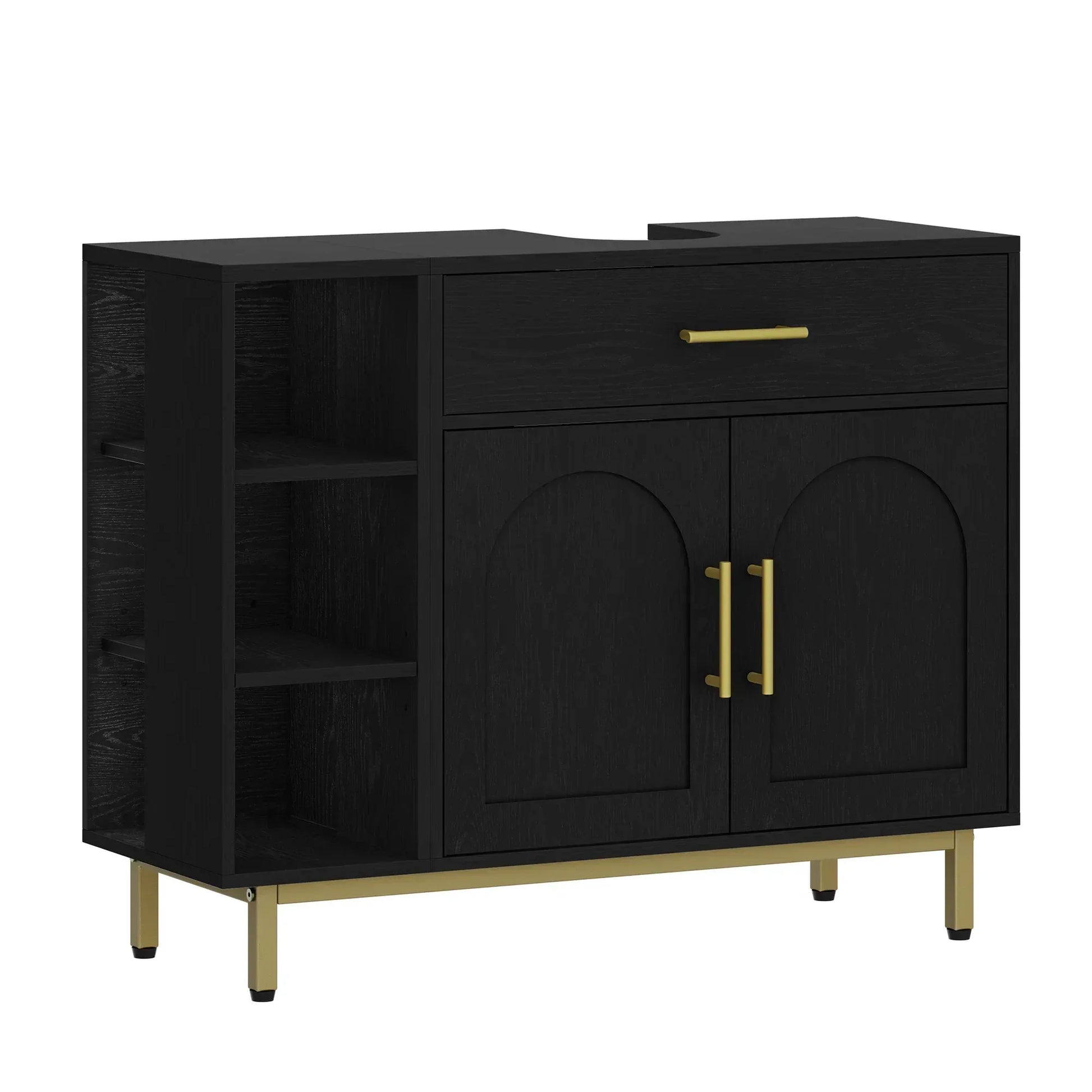 Waschbeckenunterschrank 80cm – 1 Schublade, 2 Türen & offenes Regal - FUXLShop