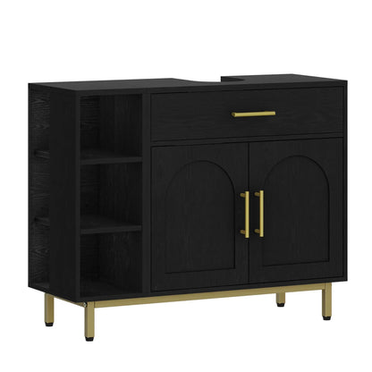 Waschbeckenunterschrank 80cm – 1 Schublade, 2 Türen & offenes Regal - FUXLShop