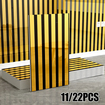 Luxus Spiegel-Wandpaneele 11/22 Stück - Selbstklebende 3D Wandfliesen Gold/Silber 60x30cm für Wohnzimmer & Schlafzimmer - FUXLShop