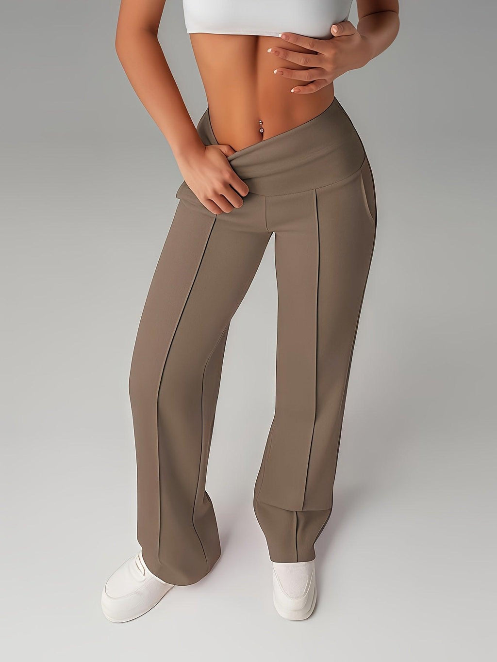 2er-Pack Damen Yogahose – Weites Bein, High-Waist & Taschen