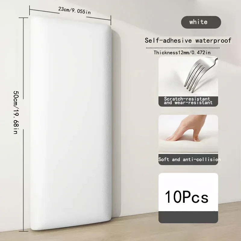 3D Wandpaneele Kunstleder 10er-Pack 23x50 cm – Selbstklebend, gepolstert, für Kopfteil & Wandschutz - FUXLShop