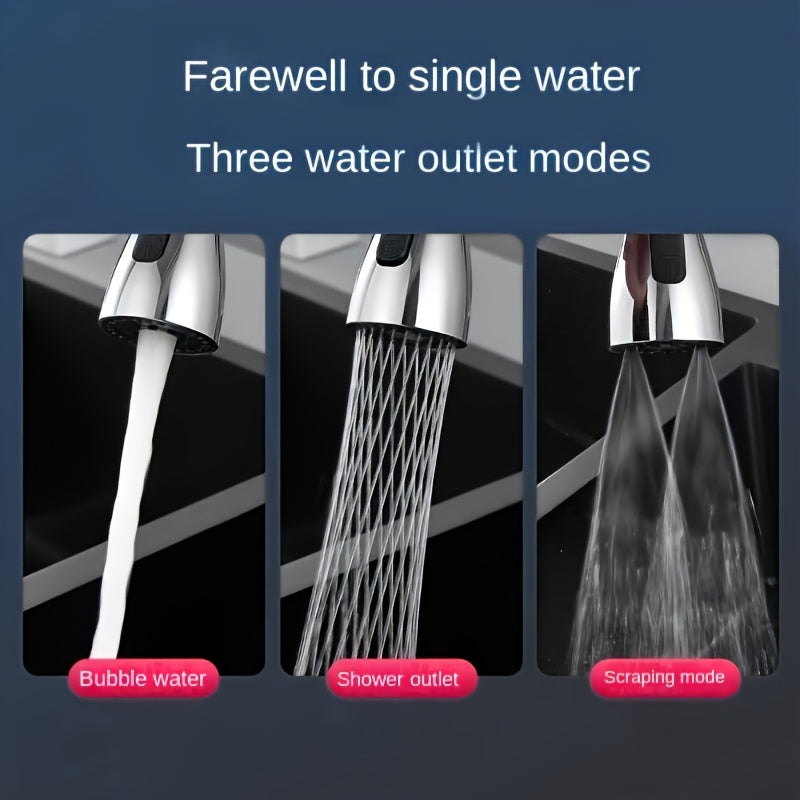3-in-1 drehbarer Wasserhahn-Aufsatz mit Sprühfunktion – Hochdruck, Spritzschutz, einfache Montage, langlebig & modern