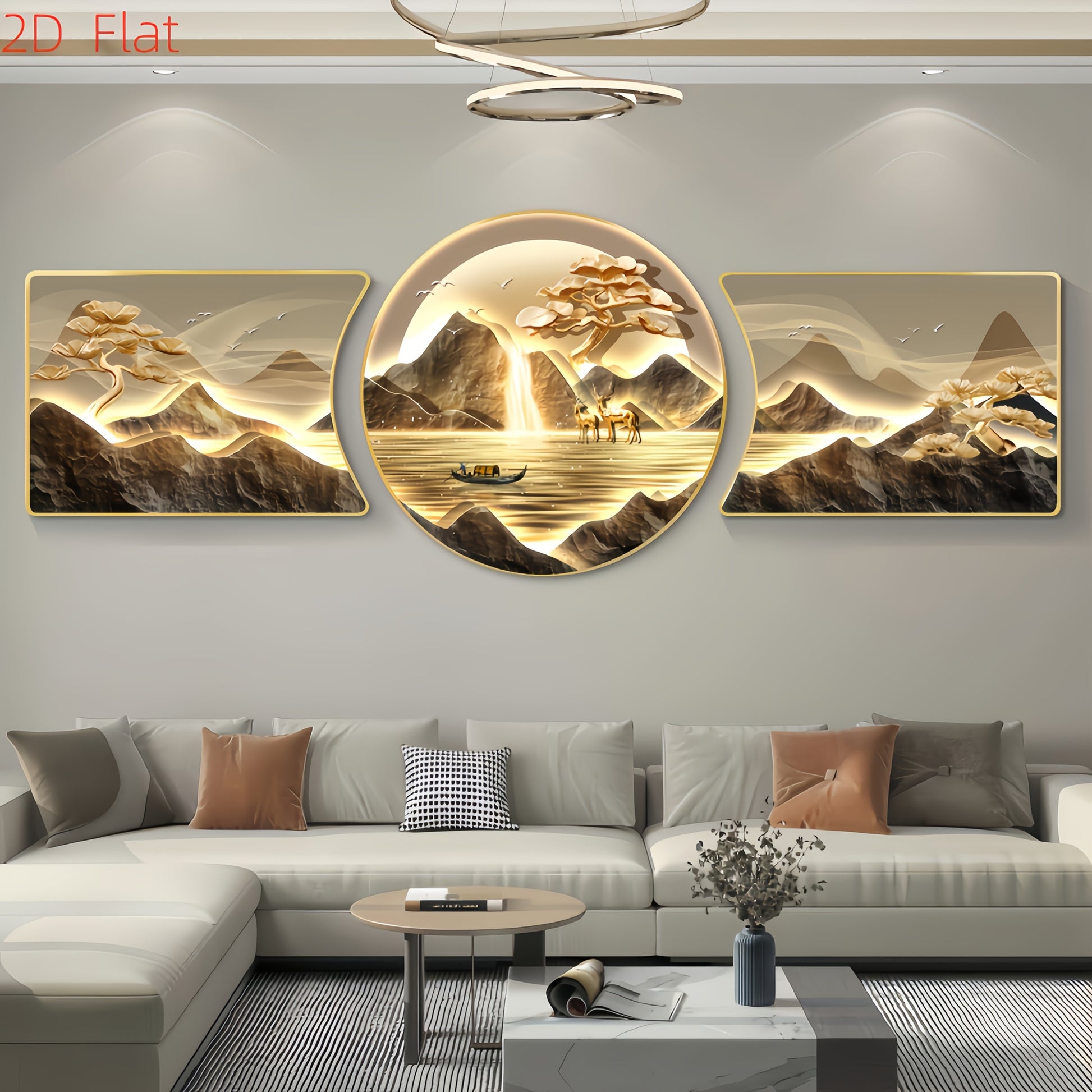 3er-Set 2D Wandbilder mit Elchmotiv – gerahmte Kunst für Wohnzimmer, Schlafzimmer & Flur – HD-Druck, schwarze Harzrahmen mit Goldakzent - FUXLShop