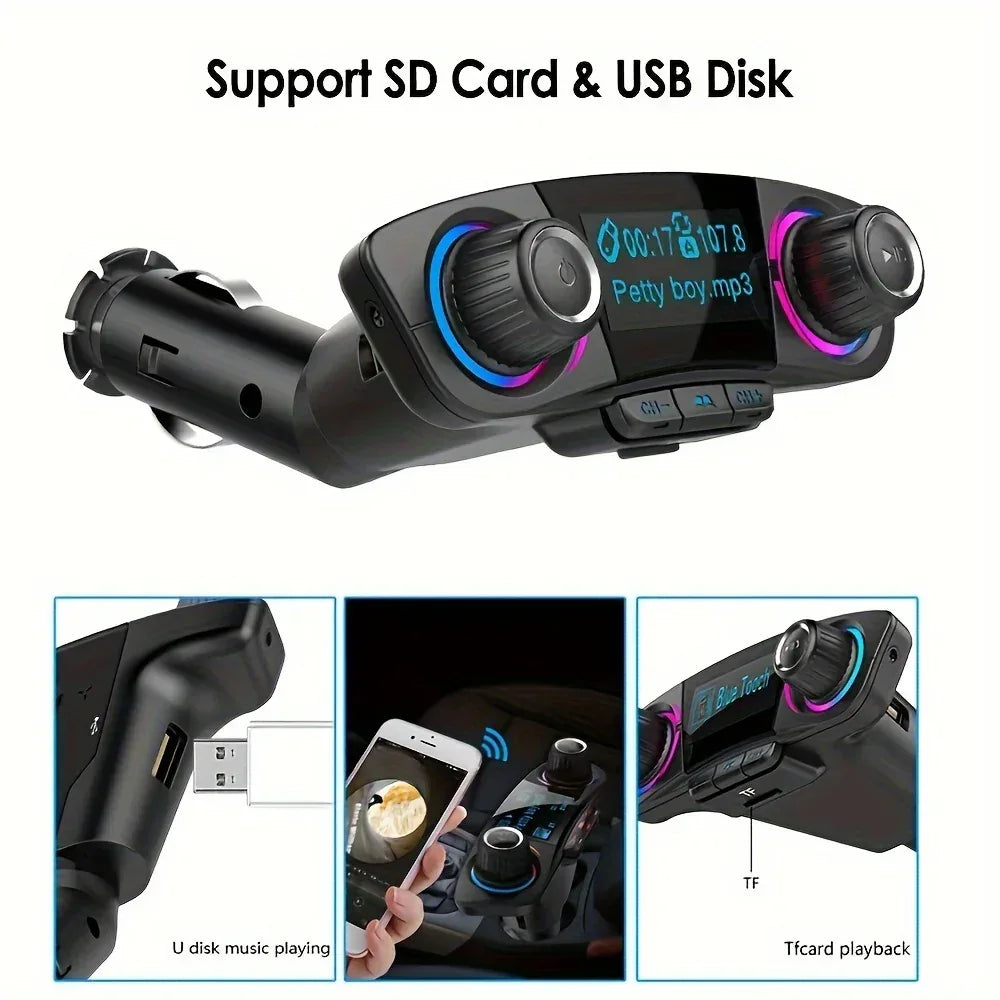 Auto FM Transmitter Bluetooth mit USB Ladegerät - Freisprecheinrichtung & MP3 Player für KFZ - FUXLShop