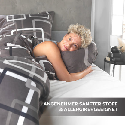 Bettwäsche-Set 135x200 4-teilig – Allergikerfreundlich – Spannbettlaken 135x200 & Kissenbezug 80x80 | Modern & Hochwertig
