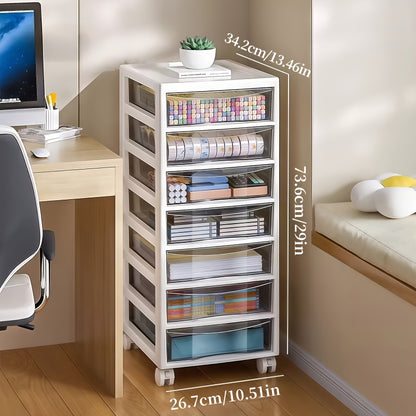 Rollbarer Mehrzweck-Aufbewahrungswagen mit Schubladen – Mobiler Büro-Organizer mit Ablagefach, ideal für Bürobedarf, Bastelmaterial & Zubehör - FUXLShop