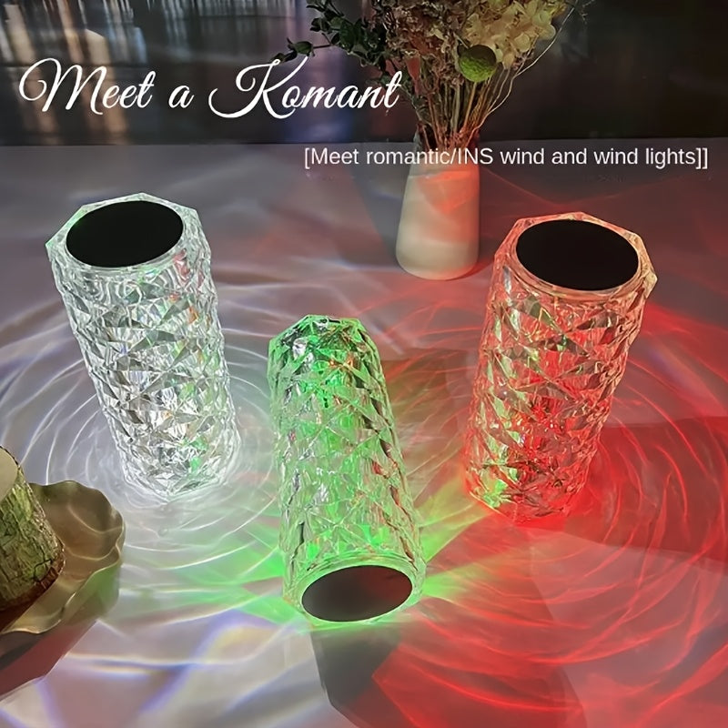 Rose Crystal Tischlampe – 16 Farben, Touch & Fernbedienung, USB, dimmbar, romantisch, Geschenkidee für Zuhause & Events
