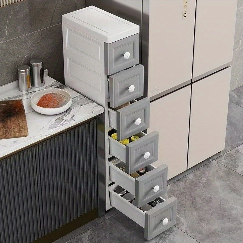 Ultradünner weißer Kosmetik-Organizer mit 4–6 Ebenen und runden Griffen – ideal für Make-up, Badzubehör und Küchenutensilien