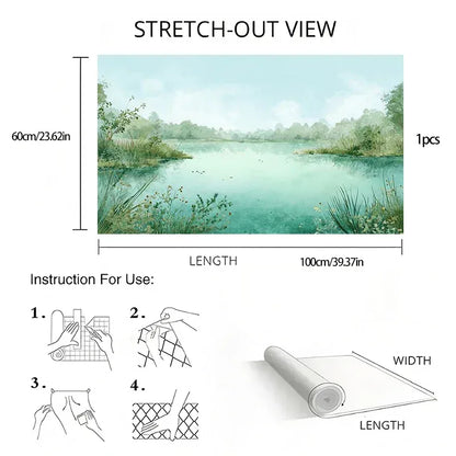 Selbstklebende Tapete Waldsee-Motiv – 2D Vinyl Wanddeko für Küche, Bad & Schränke (abwaschbar, hitzebeständig) - FUXLShop