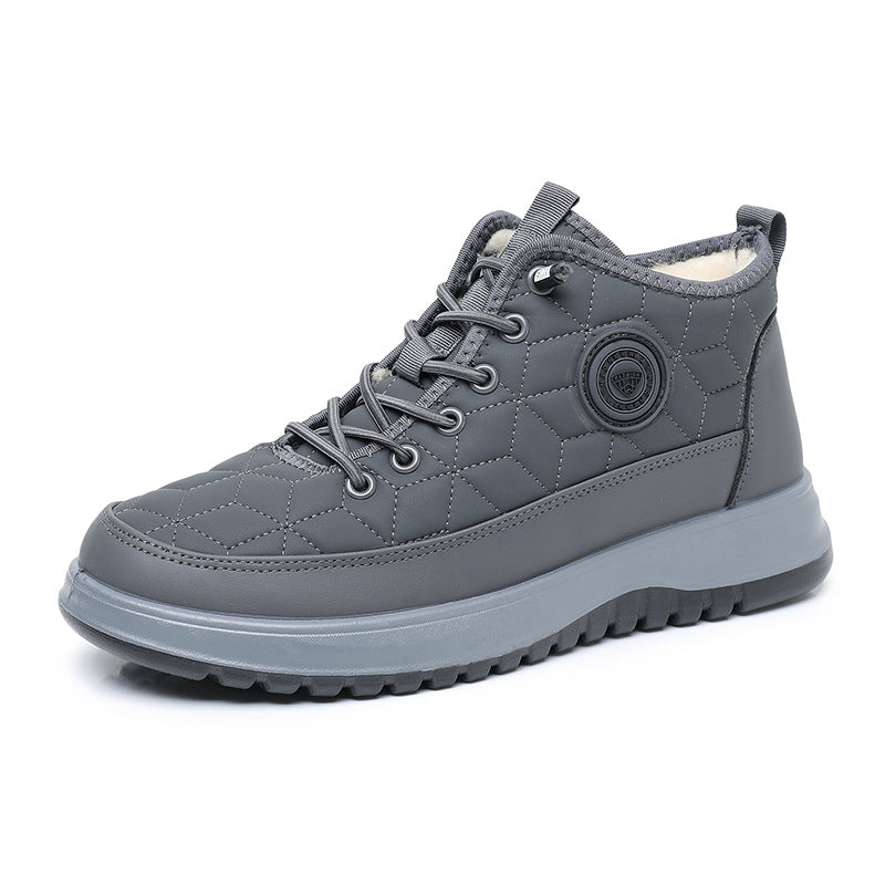 Herren-Winterstiefeletten mit Steppdesign, Schnürung, hellem Innenfutter und Profilsohle