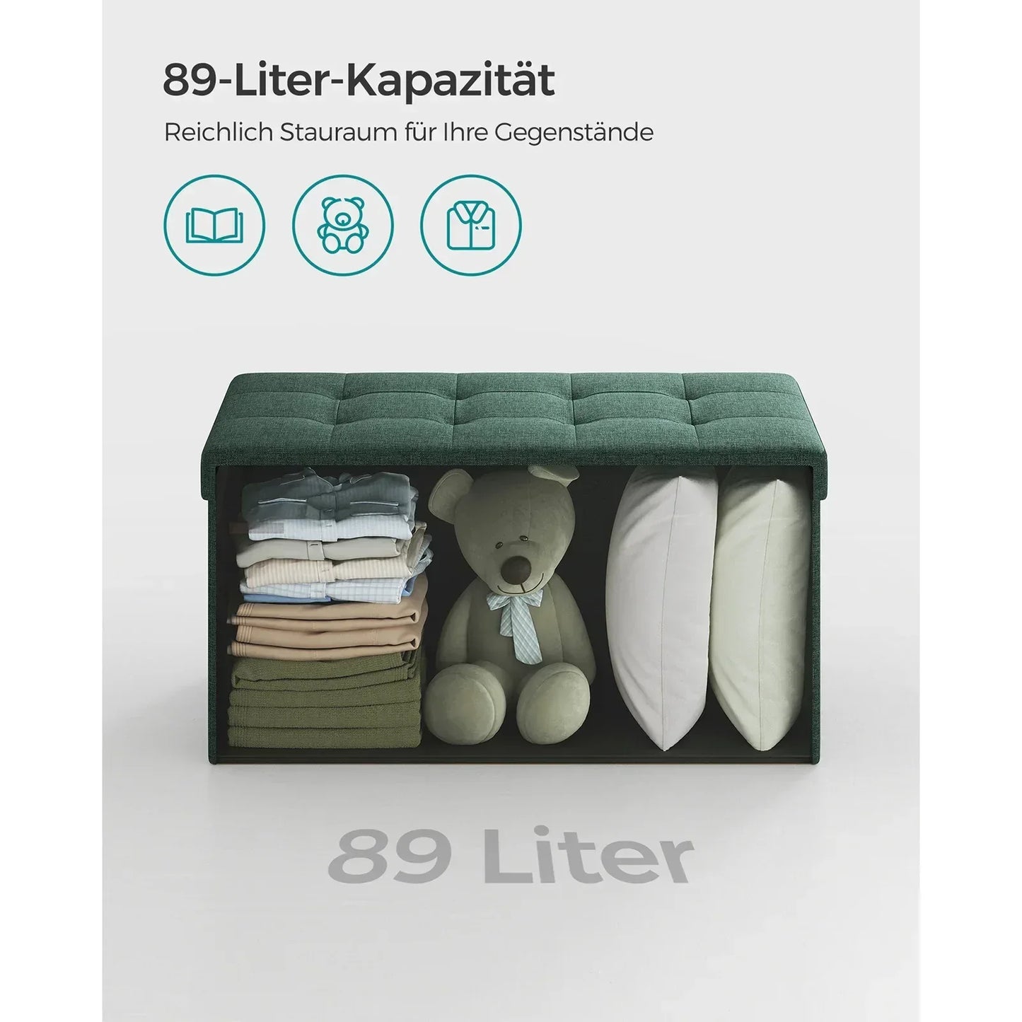 Sitzbank mit Stauraum – Faltbarer Hocker Ottoman 76x38x38cm, bis 300kg belastbar - FUXLShop