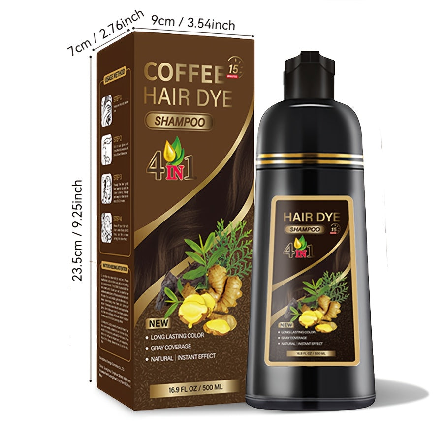 Black Hair Dye Shampoo 500ml mit Kräuterformel für langanhaltende Haarfarbe bei allen Haartypen
