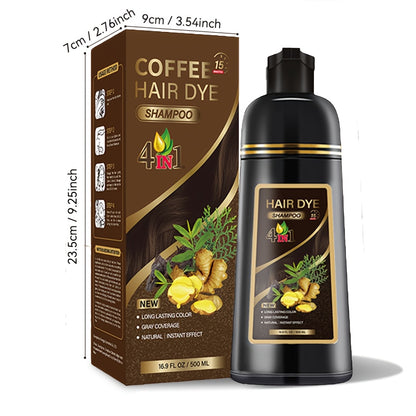 Black Hair Dye Shampoo 500ml mit Kräuterformel für langanhaltende Haarfarbe bei allen Haartypen

