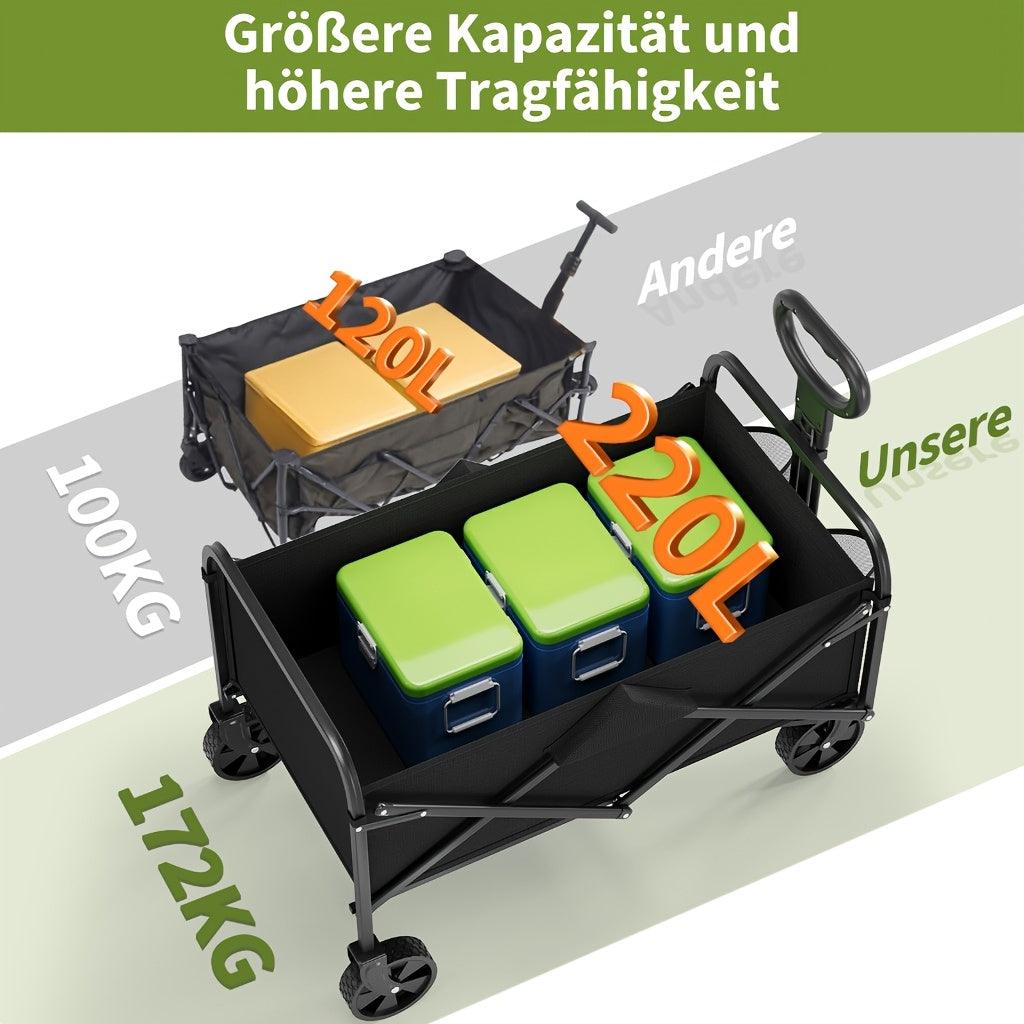 Foldable Hand Cart 220L – Off-Road Wagon up to 170 kg, Collapsible
