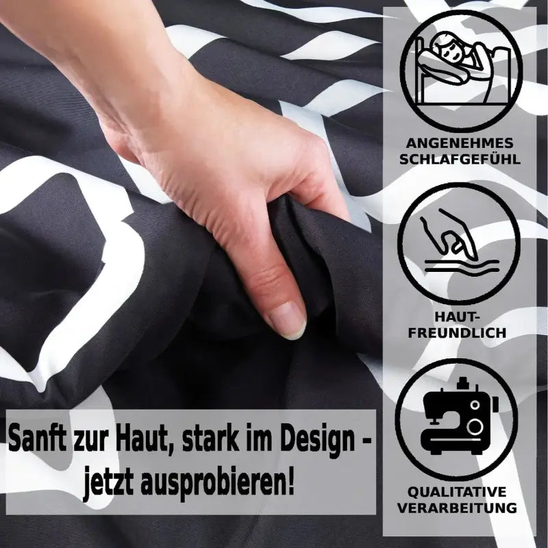 Schwarz-weißes geometrisches bettwäsche-set 135x200 4-teilig aus atmungsaktivem, allergikerfreundlichem stoff