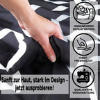Schwarz-weißes geometrisches bettwäsche-set 135x200 4-teilig aus atmungsaktivem, allergikerfreundlichem stoff