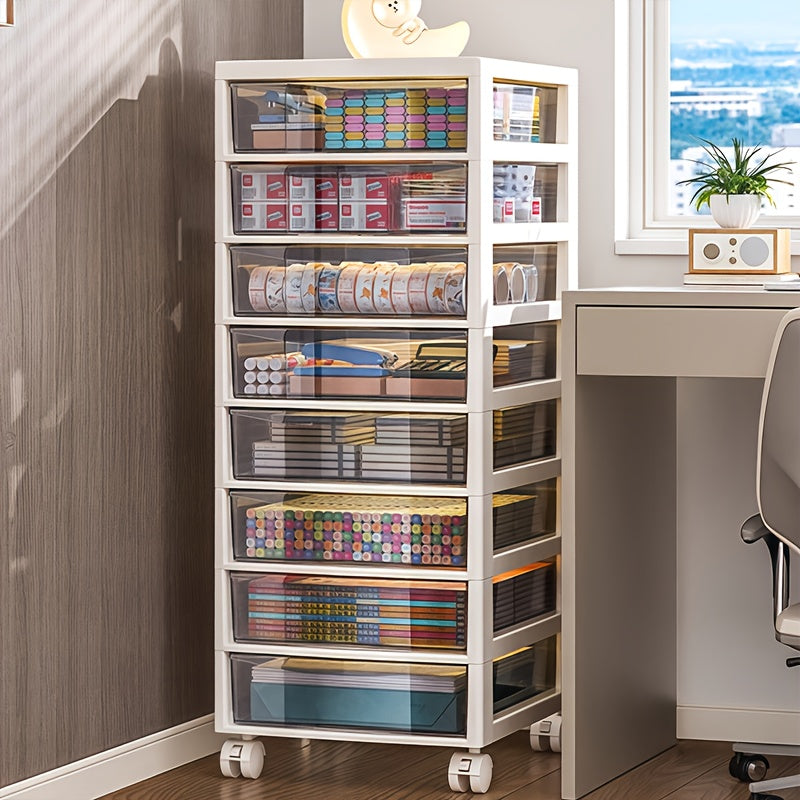 Rollbarer Mehrzweck-Aufbewahrungswagen mit Schubladen – Mobiler Büro-Organizer mit Ablagefach, ideal für Bürobedarf, Bastelmaterial & Zubehör - FUXLShop