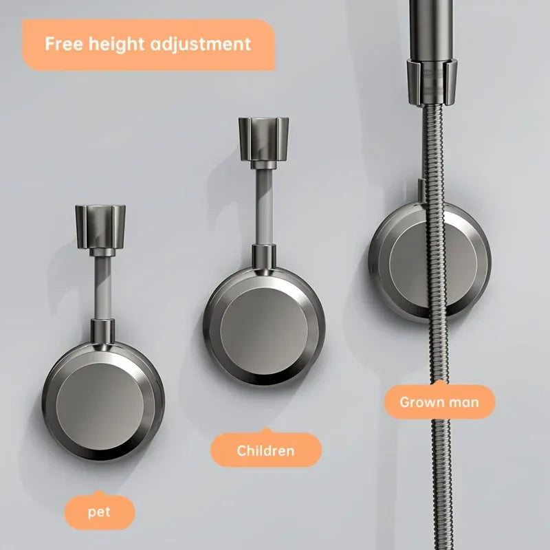 Verstellbarer Duschkopfhalter mit Saugnapf – Wandmontage ohne Bohren, ABS-Kunststoff, Grau - FUXLShop