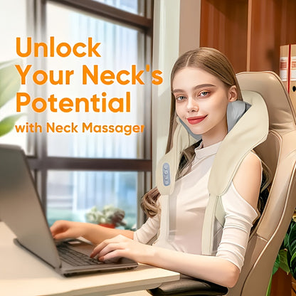 Kabelloses Nackenmassagegerät mit Wärme, 3 Intensitäten & Hands-Free-Tragegurt – ergonomisch & leise