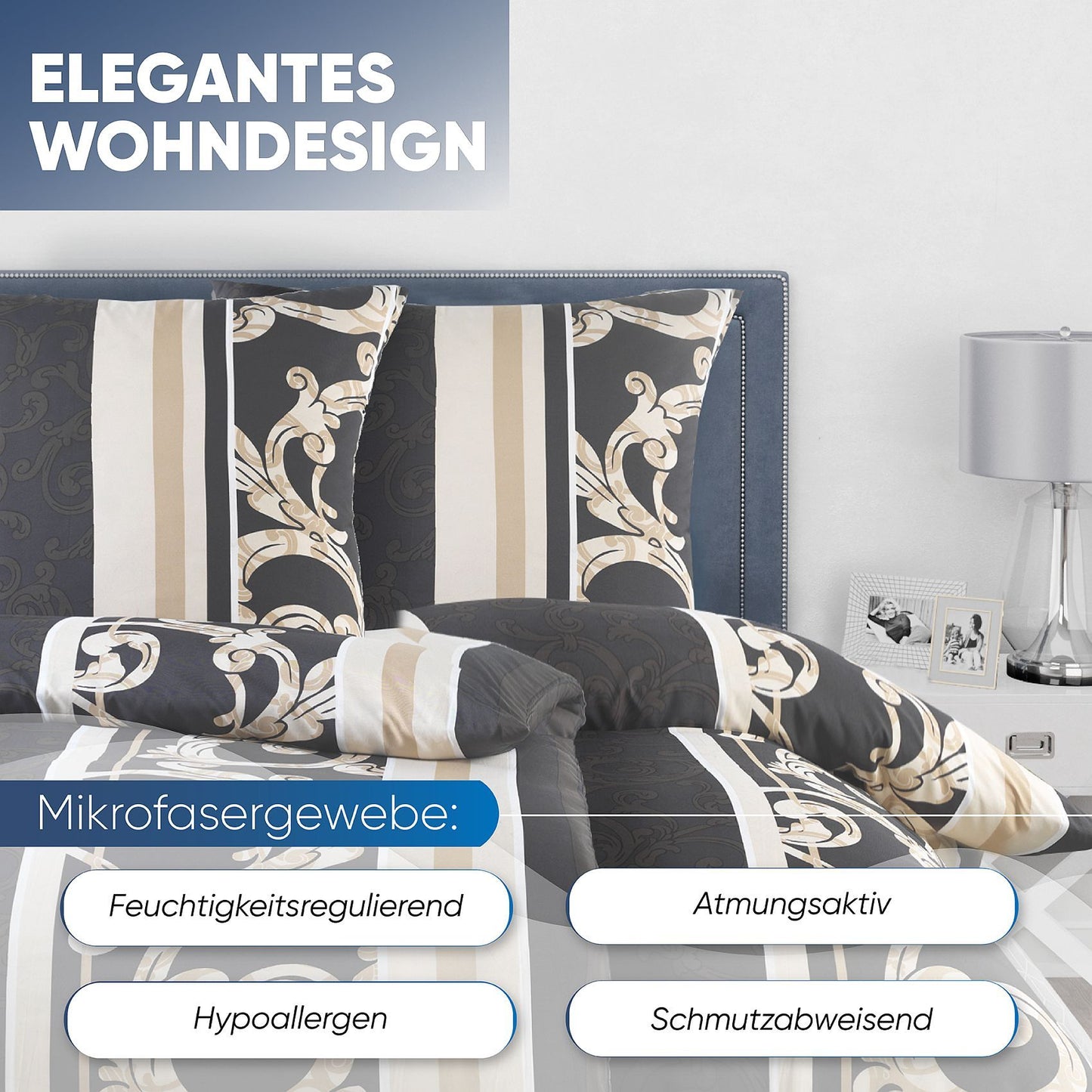 Bettwäsche-Set 135x200 4-teilig – Allergikerfreundlich – Spannbettlaken 135x200 & Kissenbezug 80x80 | Modern & Hochwertig