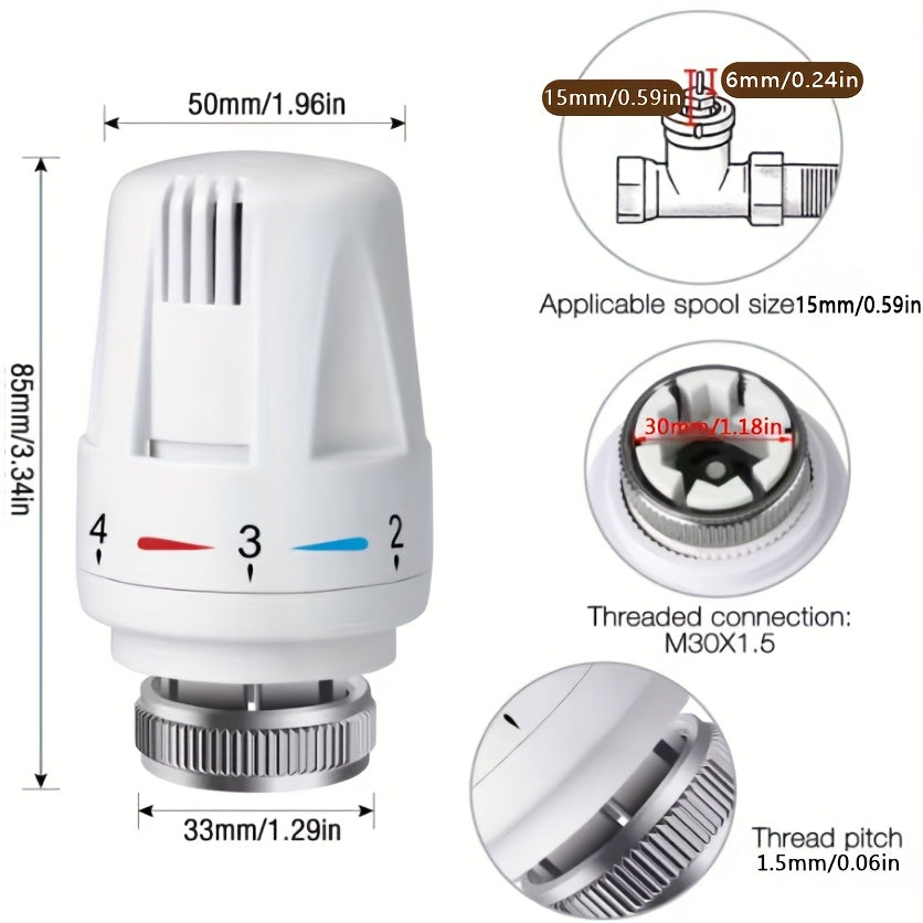 3er-Set Smart Thermostat-Ventilköpfe – M30x1,5 Gewinde, Temperaturregelung 4–120 °C, Weiß ABS + Bronze, für Heizkörper in Haus & Büro