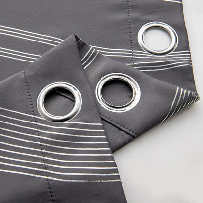 Verdunkelungsvorhänge mit Ösen - Geometrische Wellen-Muster Silber - 213cm Lang, Blickdicht & Wärmeisolierend (2er Set) - FUXLShop