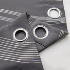 Verdunkelungsvorhänge 2er set 213cm lang mit geometrische wellen-muster silber und silbernen ösen kaufen