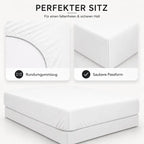 Weißes spannbettlaken aus 100% baumwolle mit elastischen kanten und eng anliegendem sitz zum online bestellen und günstigen angeboten